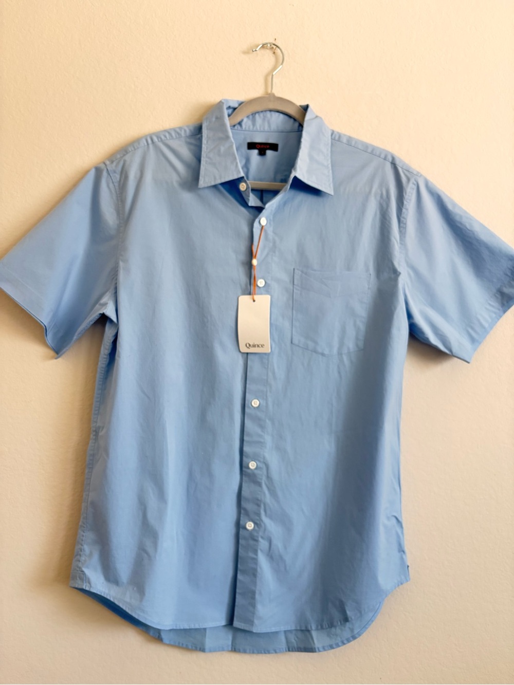 NWT Quince Men's Short-Sleeve Button-Down Shirt in Light Blue size L - Picture 7 of 11
